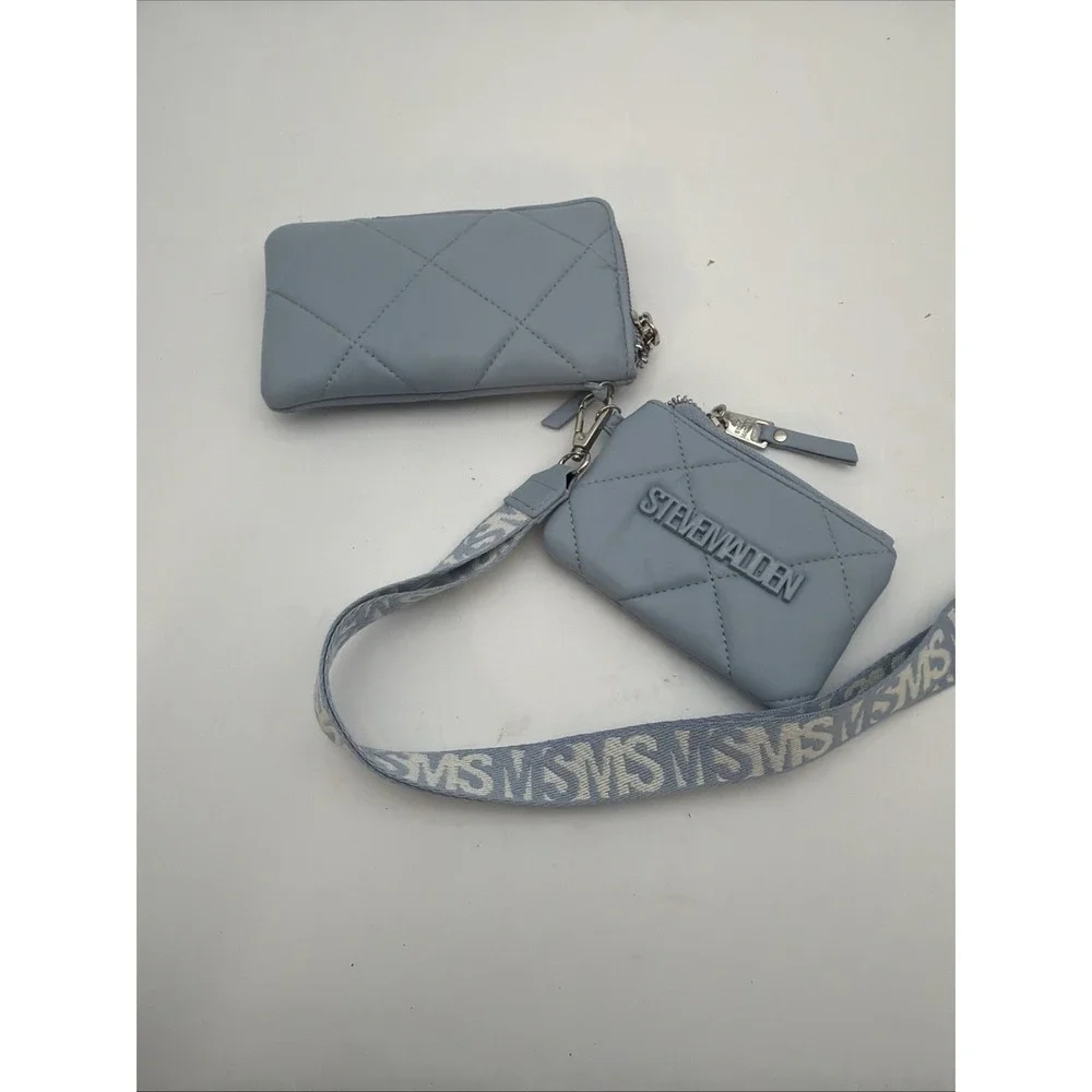 Steve Madden Quilted Wristlet Set/ Blue Haze/ Super Soft